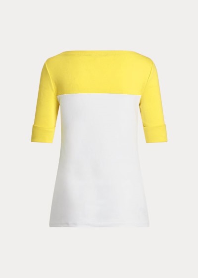 Tops Ralph Lauren Mujer Amarillos / Blancos - Two-Tone Boatneck - LAHIX1792